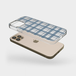 Blue Plaid Clear Phone Case For Sierra Blue iPhone 13 12 Mini 11 Pro Max XR 7 8 Plus SE 2020 Galaxy S20 Fe S21 Ultra With Aesthetic Design Feat